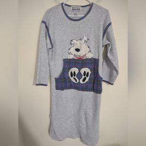 VTG 90s Nightgear Loungewear Dog Sleep‎ shirt Pajamas Large Cozy Plaid Casual